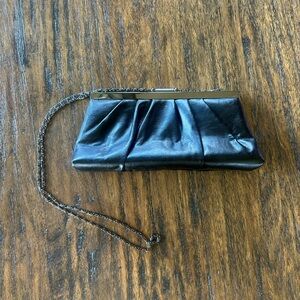 Gunne Sax Vintage 70s Black Faux Leather Going Out Cocktail Mini Clutch Bag